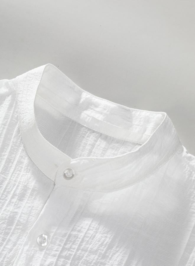 Take Two Men Textured White Short Sleeve Shirt - Image 3